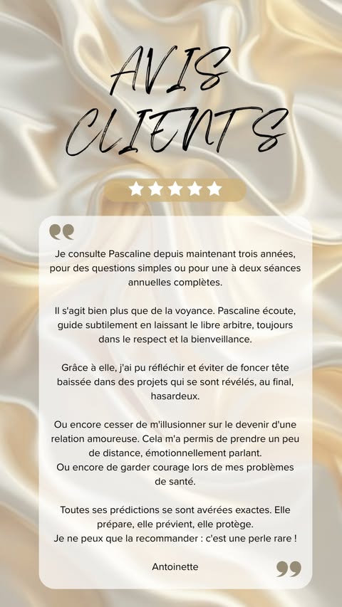 Avis client d'Antoinette sur ses consultations avec Pascaline